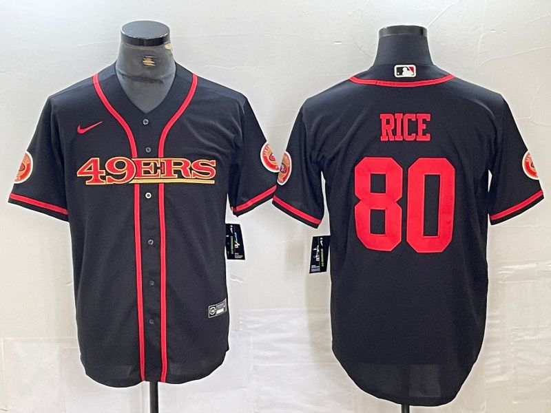 Men San Francisco 49ers #80 Rice Black 2024 Nike Vapor Untouchable Co branded NFL Jersey style 1->youth nfl jersey->Youth Jersey